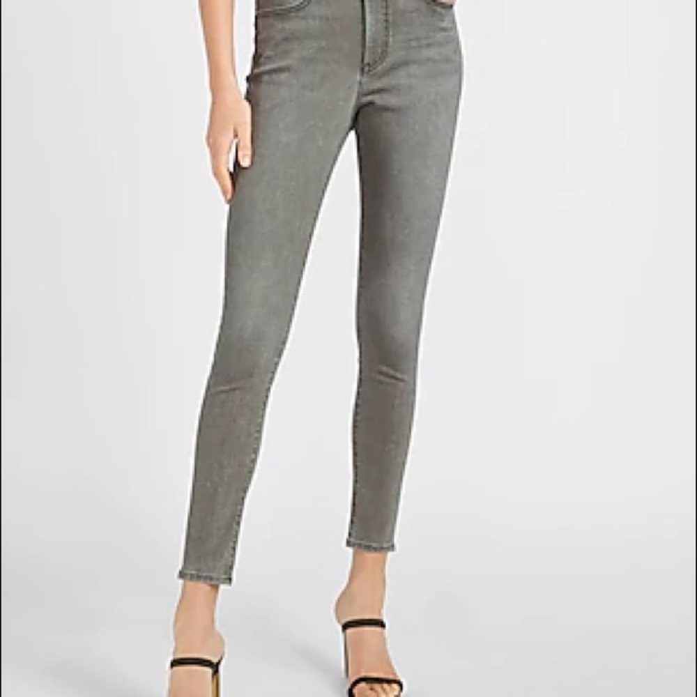 Express Skinny Jeans Grey High Waisted